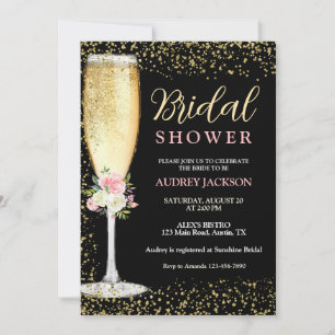 Invitation Elégant Brunch Champagne Fête des mariées Florale