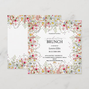 Invitation Élégant brunch de graduation florale fleur sauvage