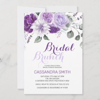 Invitation Élégant brunch de mariage floral violet de printem