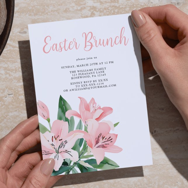 Invitation Élégant Brunch de Pâques Floral (Créateur téléchargé)
