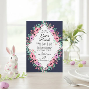 Invitation Élégant Brunch de Pâques Floral Printemps   N'impo