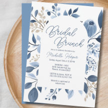 Élégant Brunch nuptial bleu bleu floral Boho Dusty