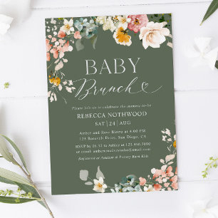 Invitation Élégant Brunch pour bébé botanique floral