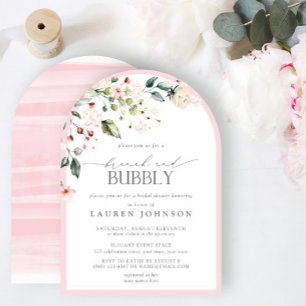 Invitation Élégant Brunch rose floral et Fête des mariées mou