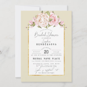 Invitation Élégant budget Floral Dusty Rose Foil BridalDouche