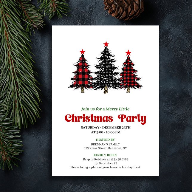 Invitation Elegant Buffalo Christmas Tree Holiday Printable (Elegant Buffalo Christmas Tree Holiday Printable Invitation)