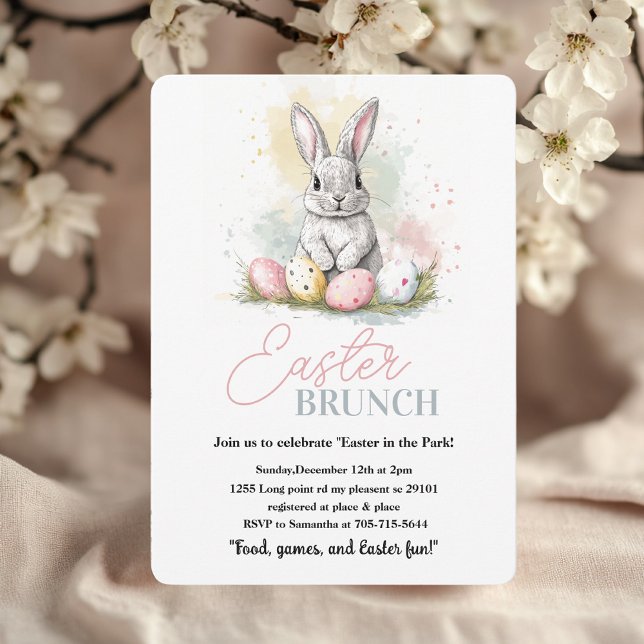 Invitation Elégant Bunny Brunch de Pâques (Créateur téléchargé)
