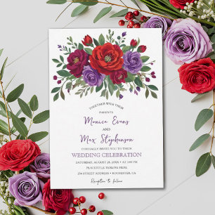 Invitation Elégant Burgundy Automne Floral Rustic Mariage