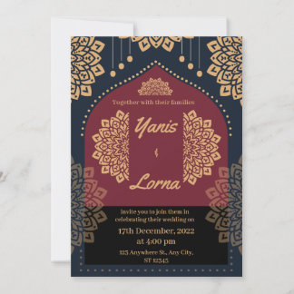 Invitation ÉLÉGANT Burgundy GOLD CLASSIQUE MANDALA MARIAGE IN