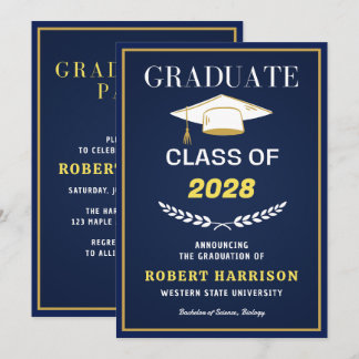 Invitation Élégant Burgundy Gold College Parti de Graduation