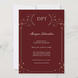 Invitation Elégant Burgundy Gold DPT Graduation