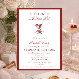 Invitation Elegant Burgundy Old Money Martini Bridal Shower