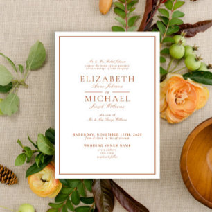 Invitation Élégant Burnt Orange Classic Script Mariage
