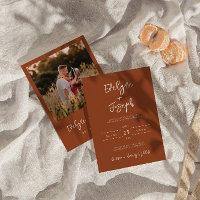 Élégant Burnt Orange Photo Boho Mariage moderne