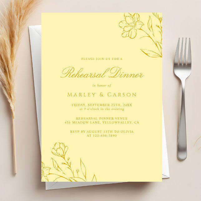 Invitation Elegant Butter Yellow Wedding Rehearsal Dinner (Créateur téléchargé)