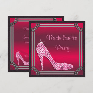 Invitation Élégant cadre argenté stiletto rose pour l'enterre