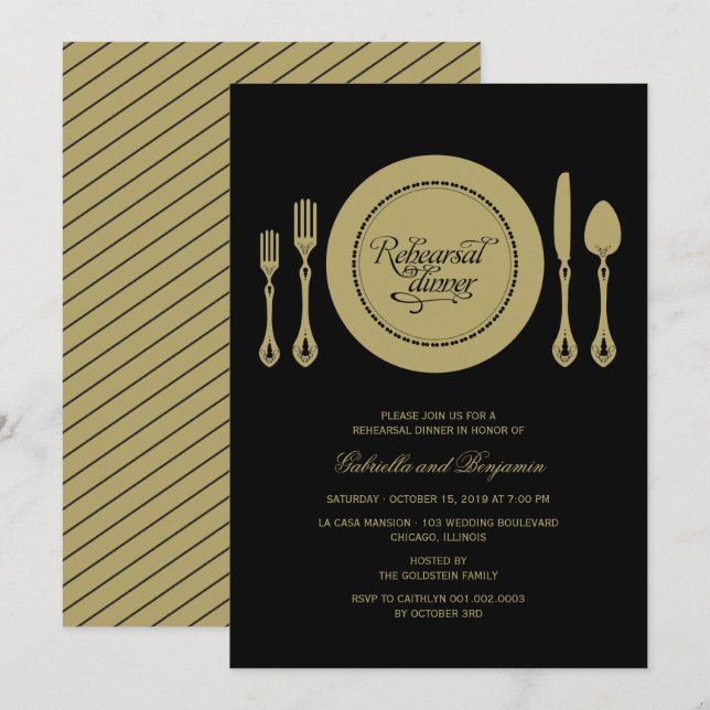 Invitation Elégant Cadre Cadre Mariage Répétition Dîner (Devant / Derrière)