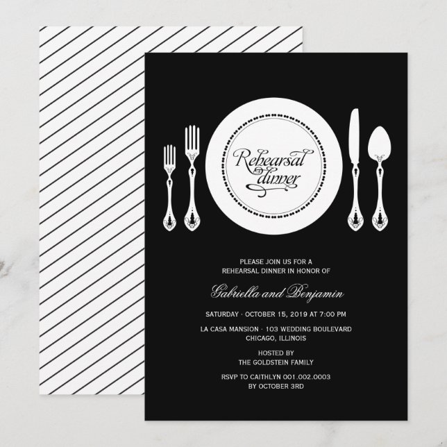Invitation Elégant Cadre Cadre Mariage Répétition Dîner (Devant / Derrière)