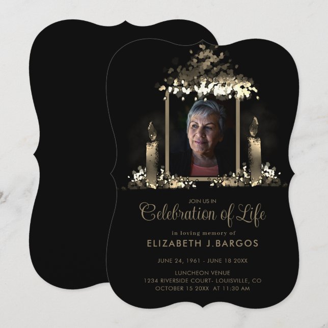 Invitation Elégant cadre de bougies Photo Célébration de la v (Devant / Derrière)