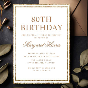 Invitation Elégant cadre de Parties scintillant or 80ème anni