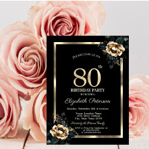 Elégant cadre d'or Flower Black 80e anniversaire