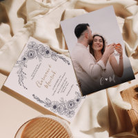 Elégant cadre Floral Monogramme coeur Mariage