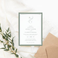 Elégant cadre Mariage Monogramme Vert Sage