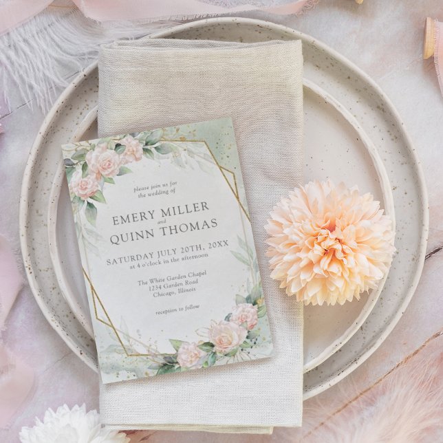 Invitation Elégant cadre or verdure Mariage Floral (Créateur téléchargé)