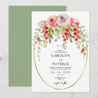 Elégant cadre ovale or Jardin Mariage floral