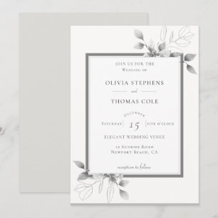 Invitation Elégant cadre rustique Eucalyptus Mariage d'hiver