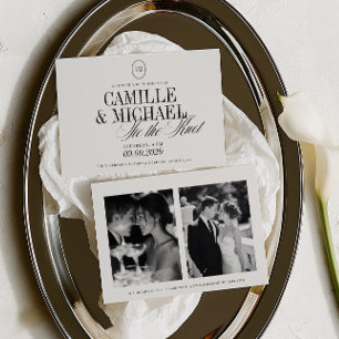 Invitation Élégant Calligraphie Tie The Knot 2 Photo Mariage