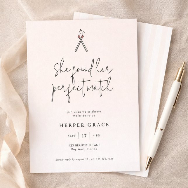 Invitation Elegant Calligraphy Perfect Match Bridal Shower (Créateur téléchargé)