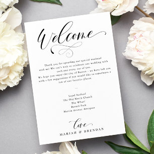 Invitation Elegant Calligraphy Welcome Wedding Itinerary