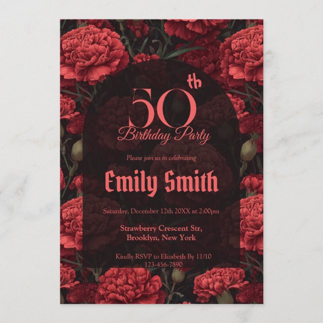Invitation Elegant Carnation Luxury Nature-Inspired Parties (Devant)