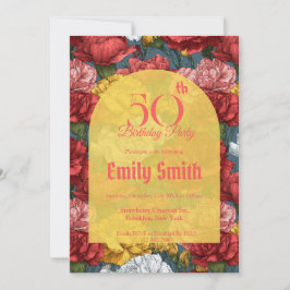 Invitation Elegant Carnation Themed Milestone Birthday
