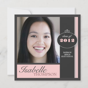 Invitation Élégant Carré Pink Modern Graduation Party