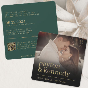 Invitation Élégant Carré simple et élégant Emerald Green Gold