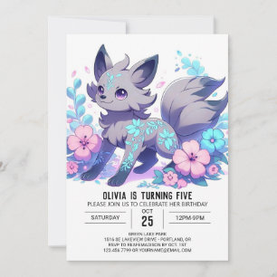 Invitation Élégant Cartoon Wolf Anniversaire numérique