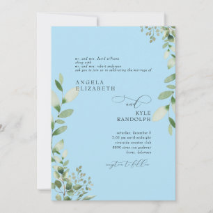 Invitation Elégant Cascading Verdure Mariage Ice Blue