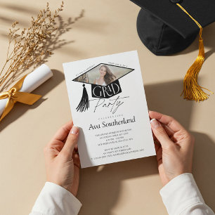 Invitation Élégant Casquette de 2e année et Tassel Photo Grad