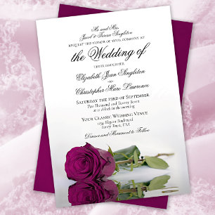 Invitation Élégant Cassis Purple Magenta Rose Mariage officie