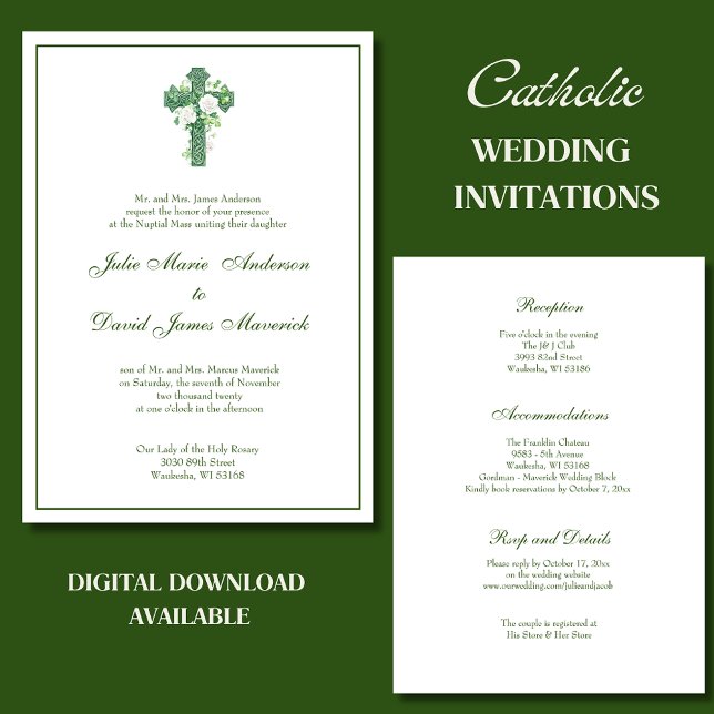 Invitation Élégant catholique irlandais Croix celtique Mariag (Créateur téléchargé)