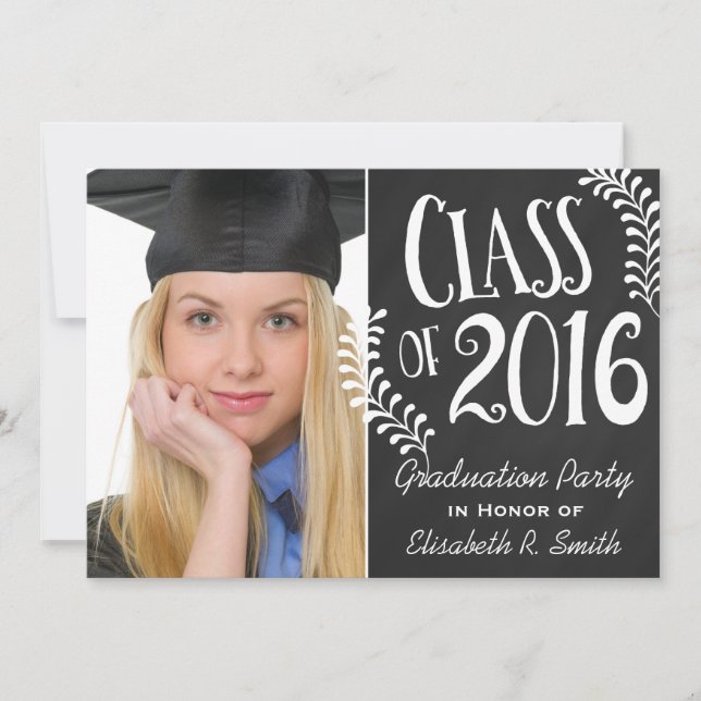 Invitation Élégant Chalkboard Classe de 2016 Graduation Party (Devant)