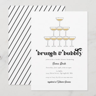 Invitation Elegant Champagne Champagne Fête des mariées Rétro