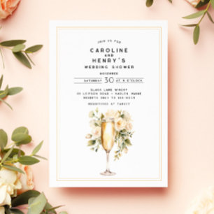 Invitation Élégant Champagne Floral Couples Wedding shower