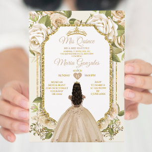 Invitation Elégant Champagne Mis Quince 15 Anos Gold Crown