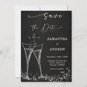Invitation Élégant Champagne Sauvez la date Mariage