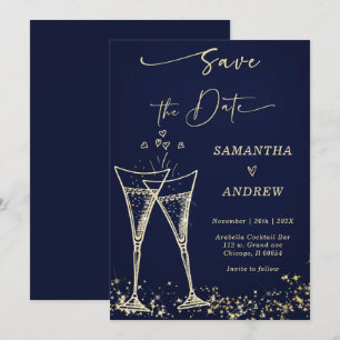 Invitation Élégant Champagne Sauvez la date Mariage
