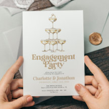 Elégant Champagne Stylish Retro Engagement Party