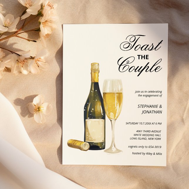 Invitation Elégant champagne toast le couple Fiançailles (Elegant champagne toast the couple Engagement )
